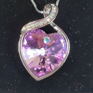 Osiana "Forever Love" Swarovski Crystal Heart Pendant 18"